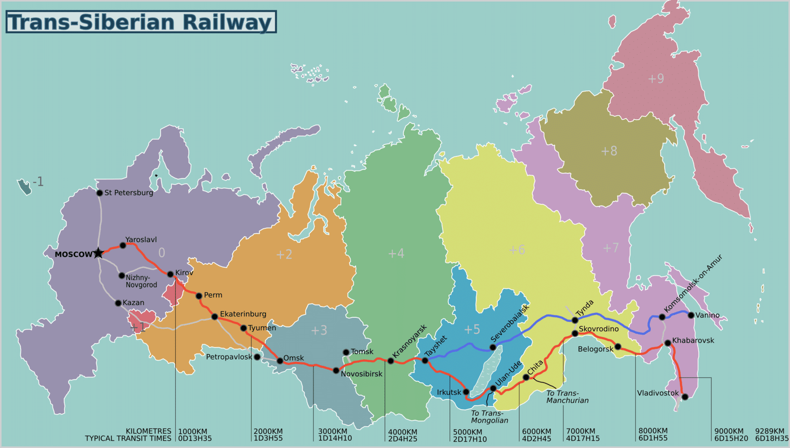 Map of the Trans Siberian route