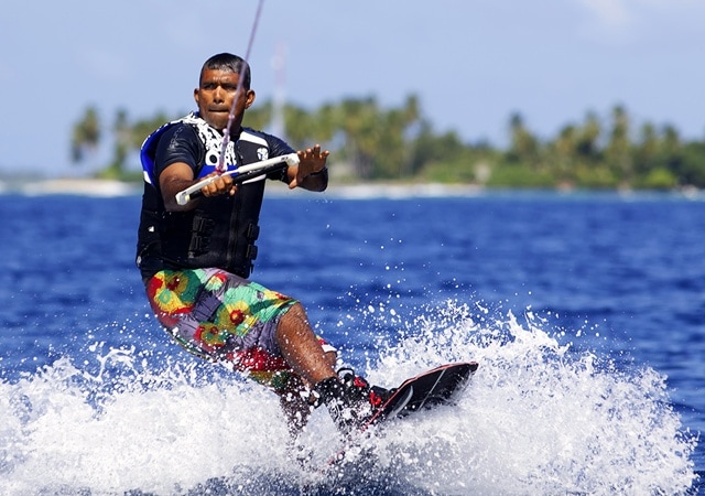 Wakeboarding at Six Senses Laamu