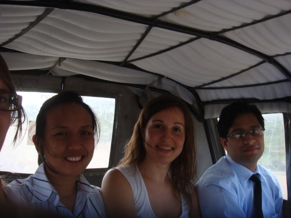 Grabbing lunch on a tuk tuk in Tanzania