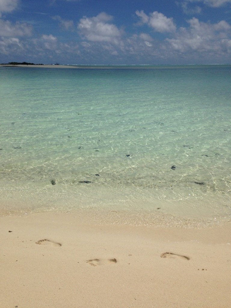 Footprints in the sand at One Foot Island