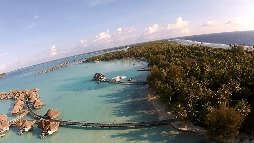 Aerial shot of the Bora Bora Motu