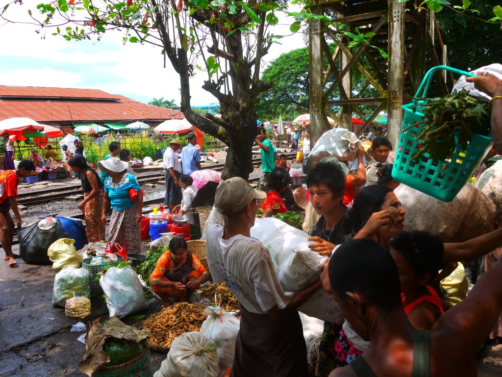 Market by the train track