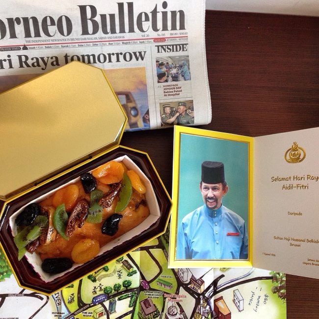 "Eid gift - Fruit cake and greetings card from the Sultan of Brunei"