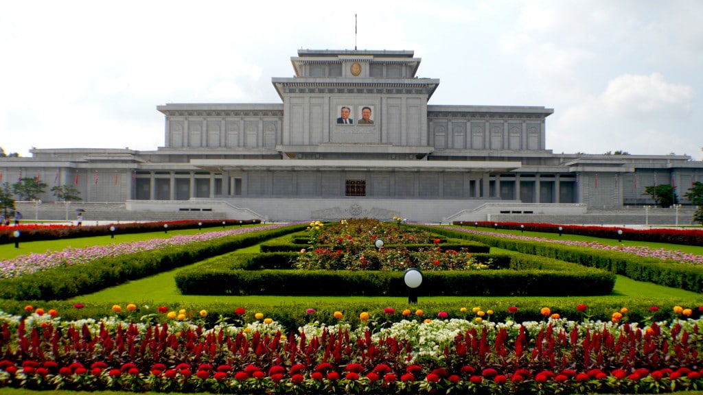 Perfectly manicured lawns at Kumsusan North Korea