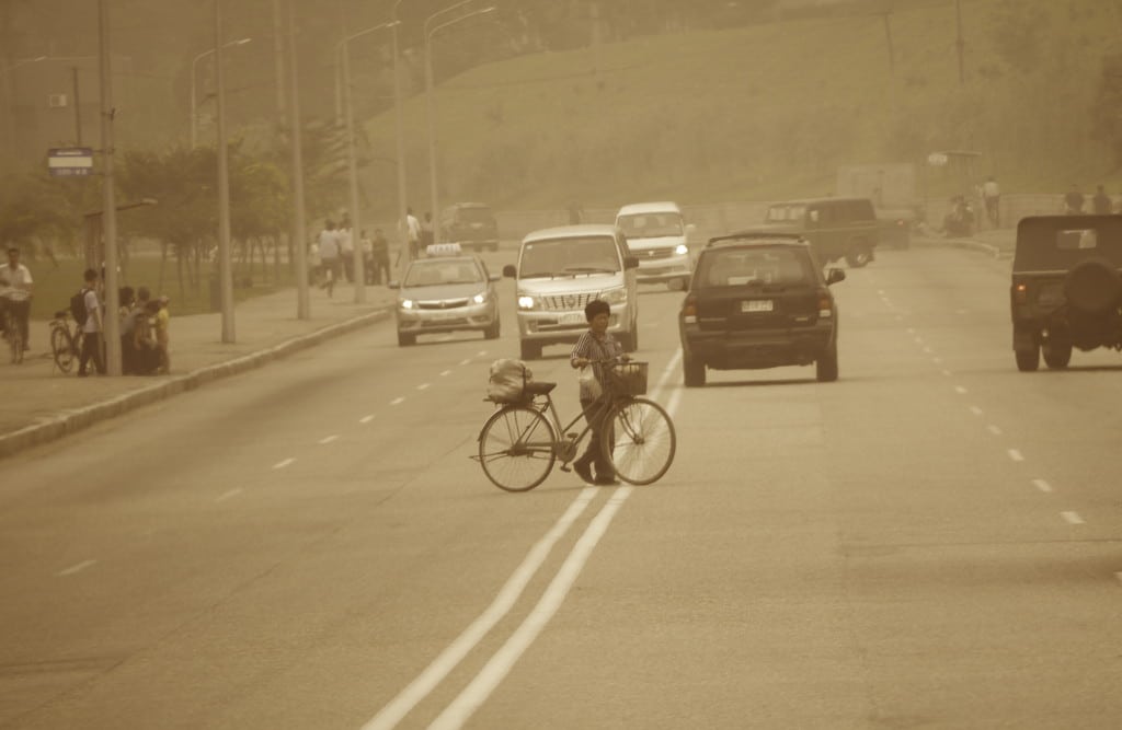 Crossing the road in Pyongyang