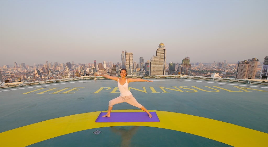 The Peninsula Bangkok helipad yoga