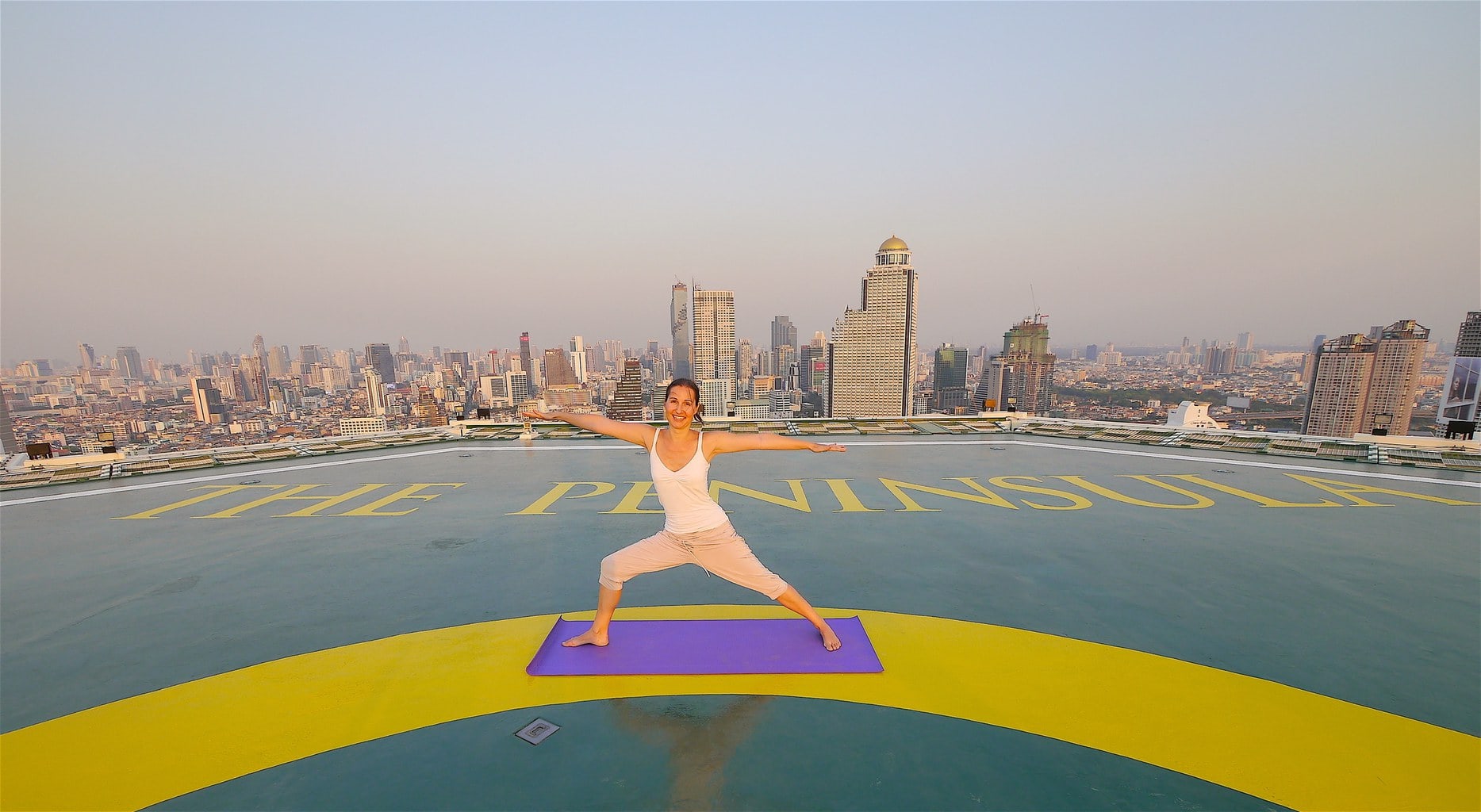 The Peninsula Bangkok helipad yoga