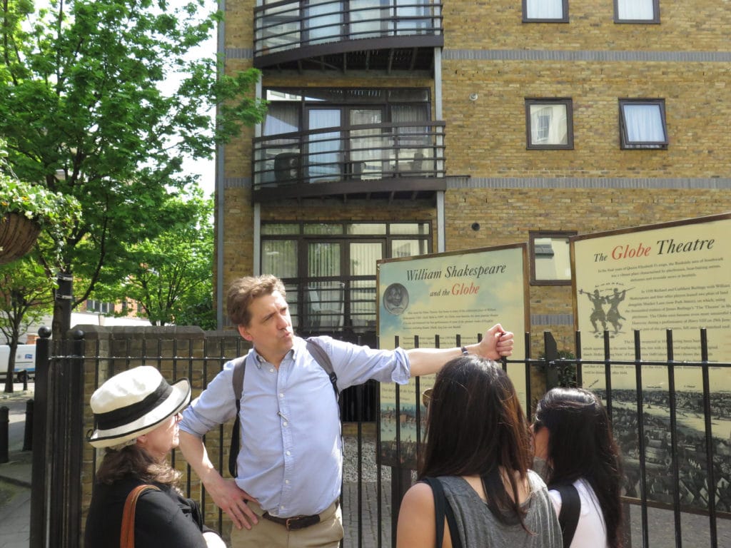 The original location of the Globe Theatre