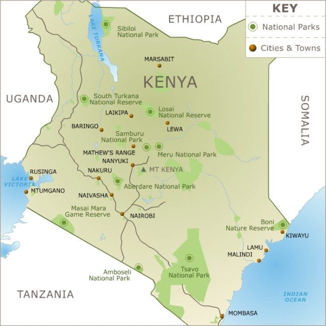 Map of Kenyan parks and reserves