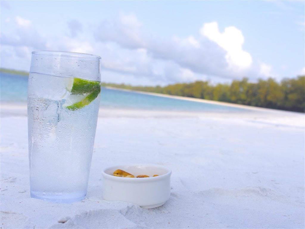 Gin and tonic on the beach in Tanzania