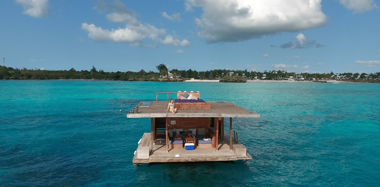 The Manta Resort underwater room drone picture