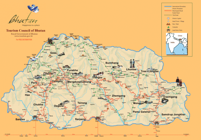 Map of Bhutan