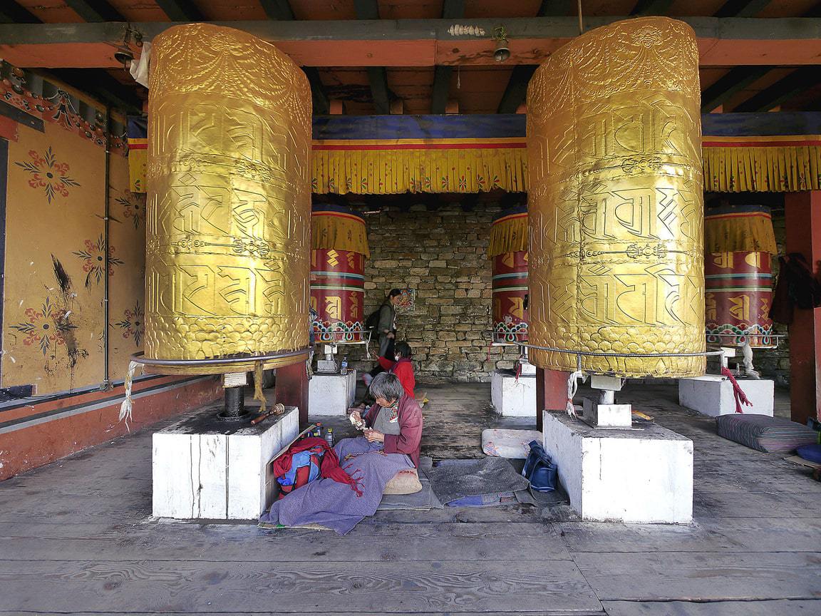 Prayer wheel at National Memorial Chorten in Thimphu