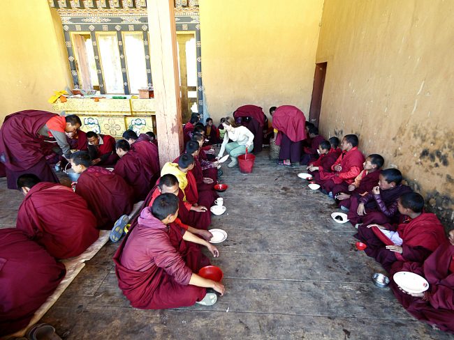 Serving lunch to the monks in Gangtey