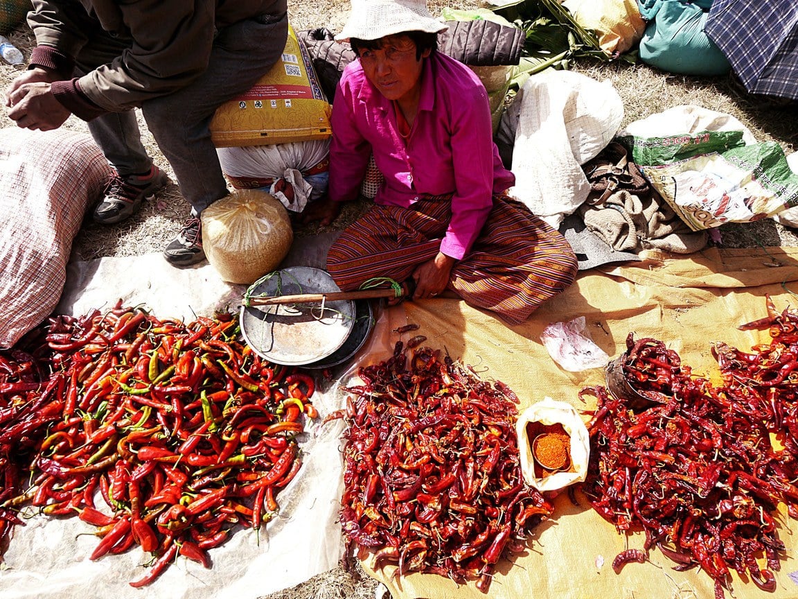 Chillies in Punakha market