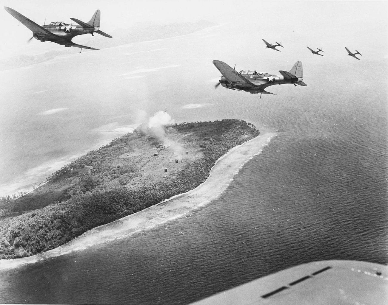 Dive bomber over Chuuk in 1944