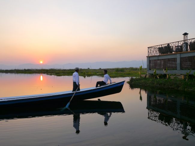 Arriving on a wooden boat