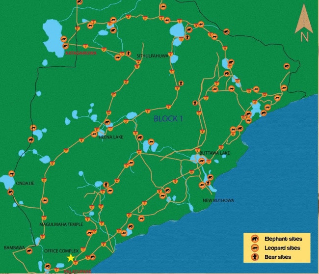 Map of Yala National Park