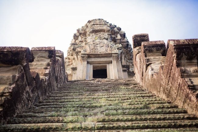 Steep stairs to Angkor