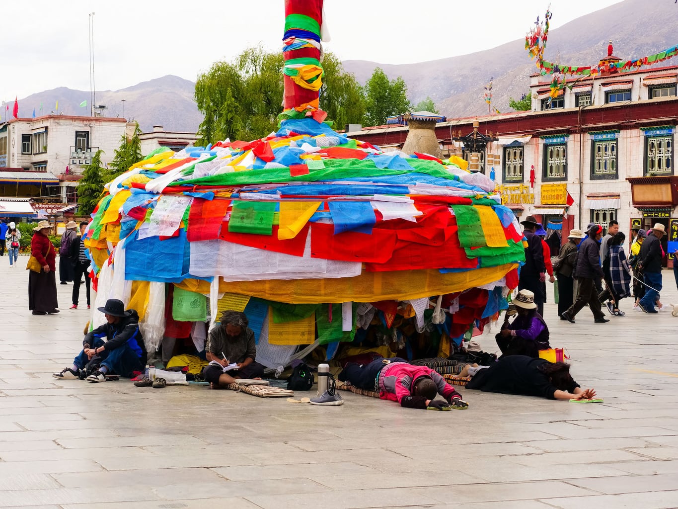 Postrations at Jokhang temple square