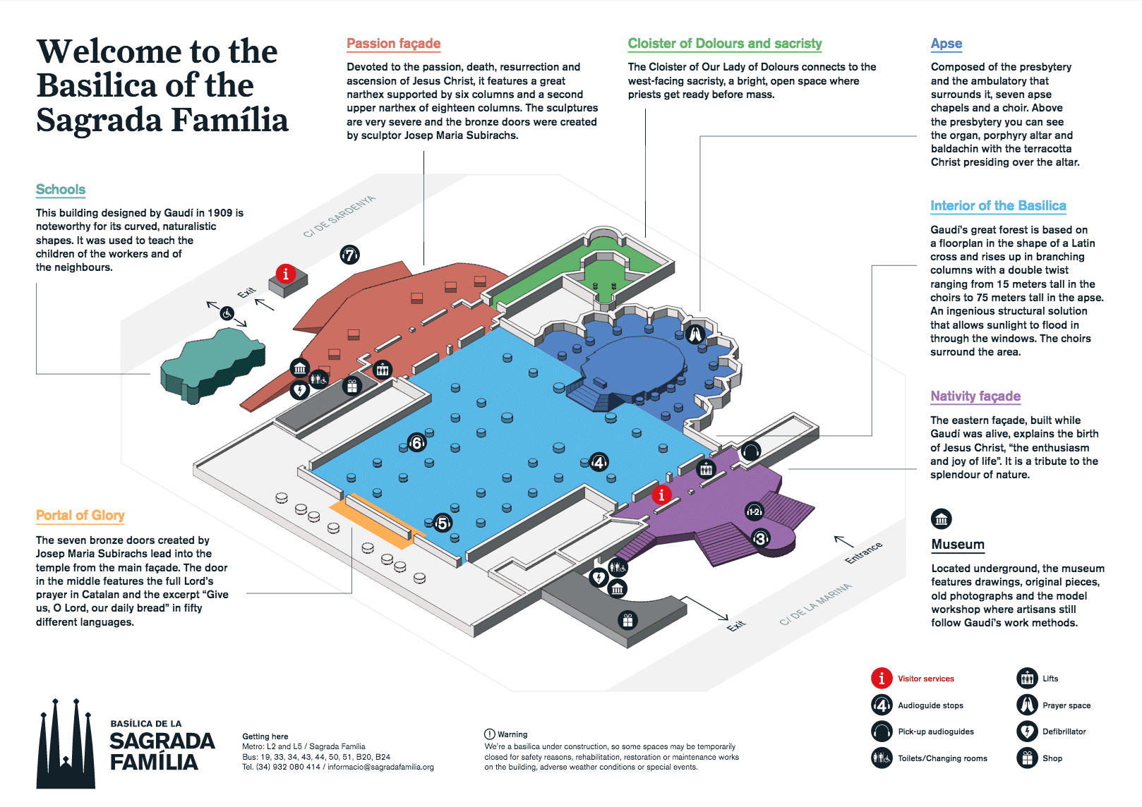 Map of Sagrada Familia - Courtesy of the Sagrada Familia Foundation