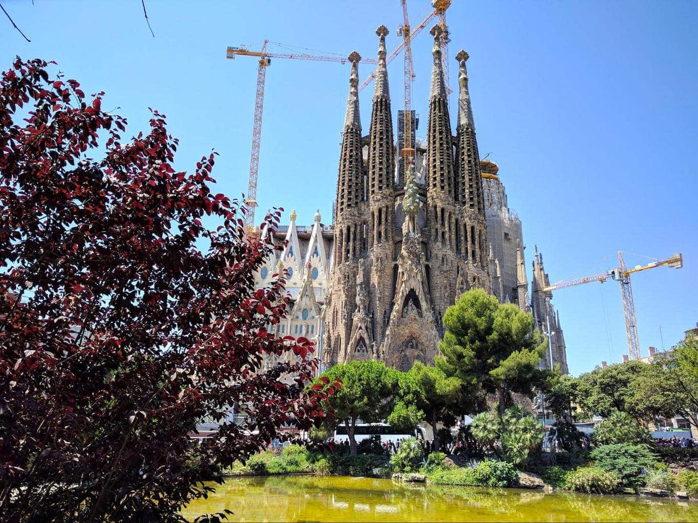 Sagrada Familia viewed from the park