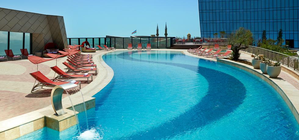 Baku flame towers pool