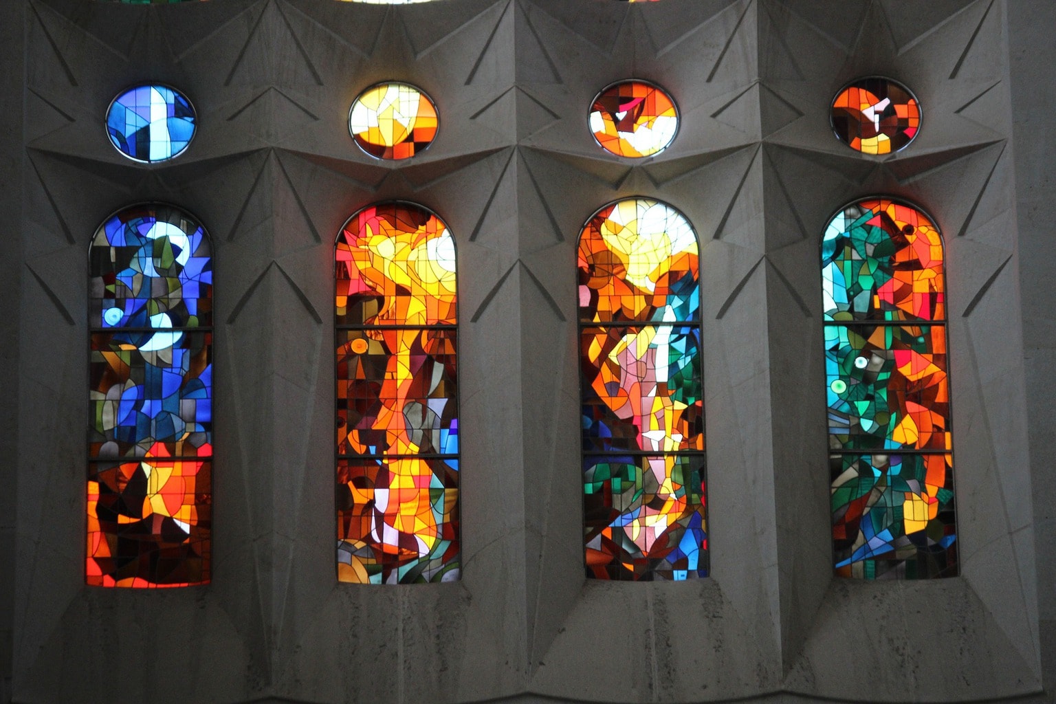 The colourful stained glass