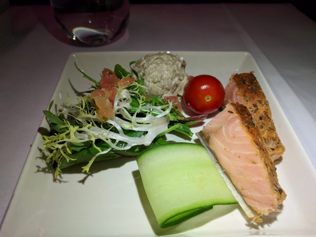 Singapore Airlines Business Class Salmon