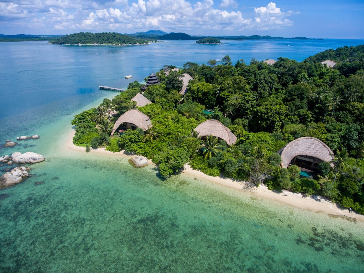 Cempedak Private Island drone of beach villas
