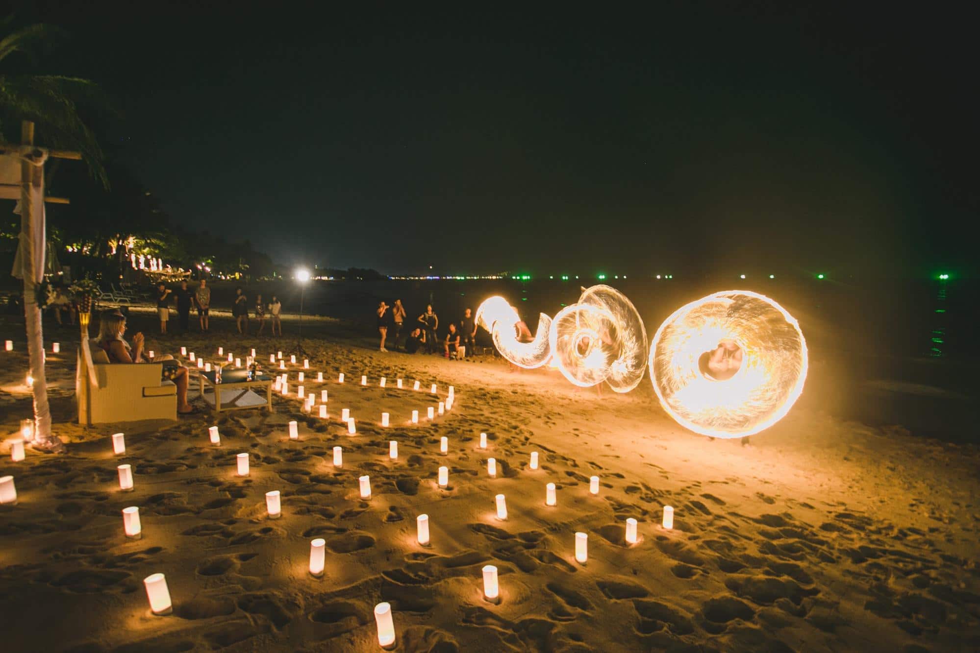 Fire spinners on the beach near Impiana Chaweng Noi