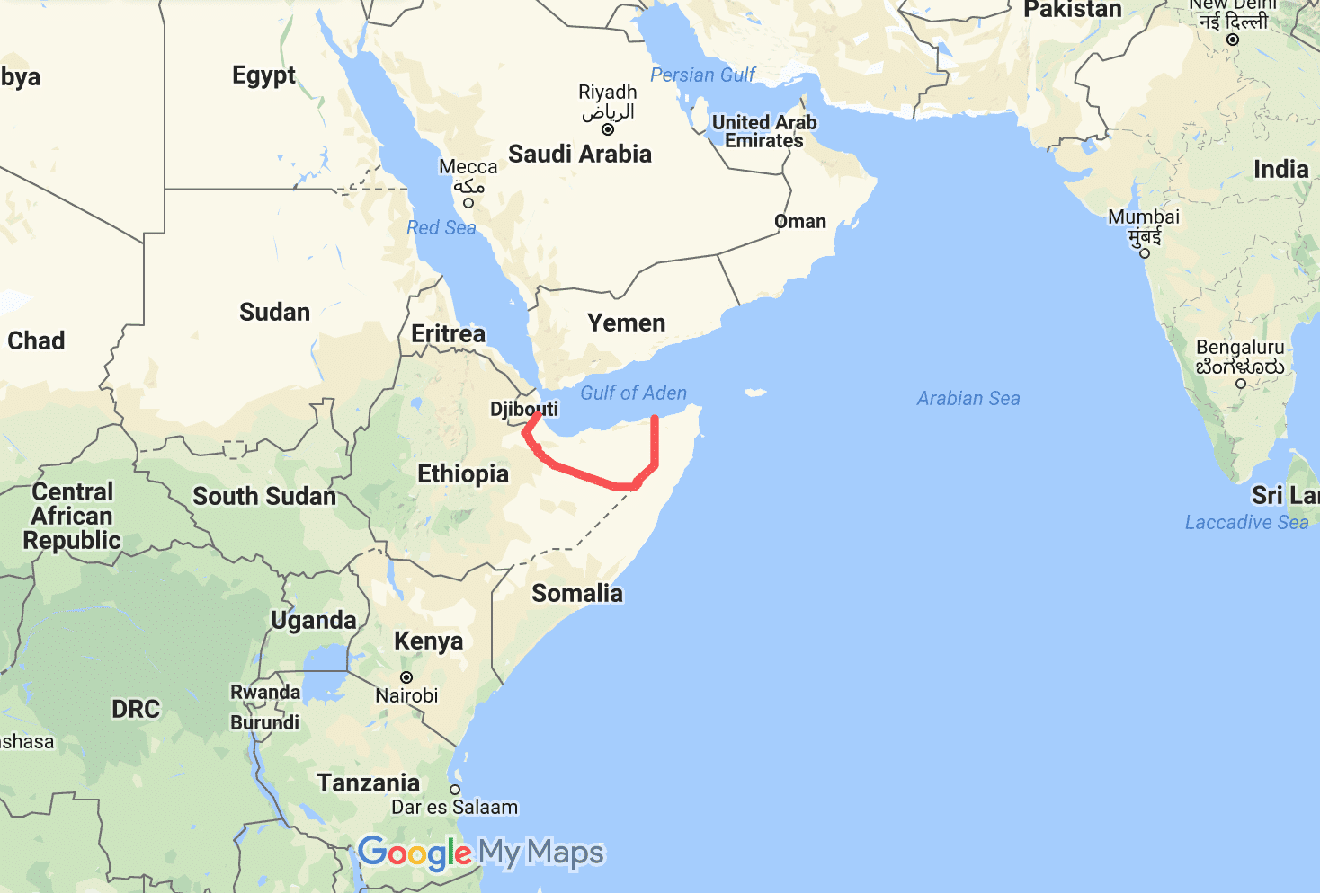 Approximate map of Somaliland