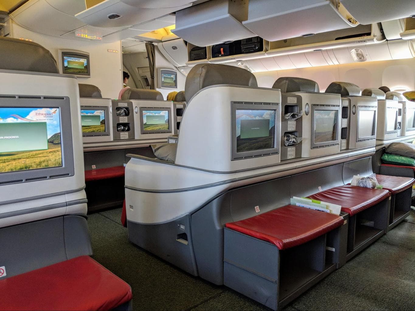 Footrest and TV on Ethiopian Airlines Business Class Boeing 777-300