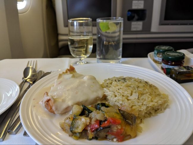 Lunch on Ethiopian Airlines Business Class