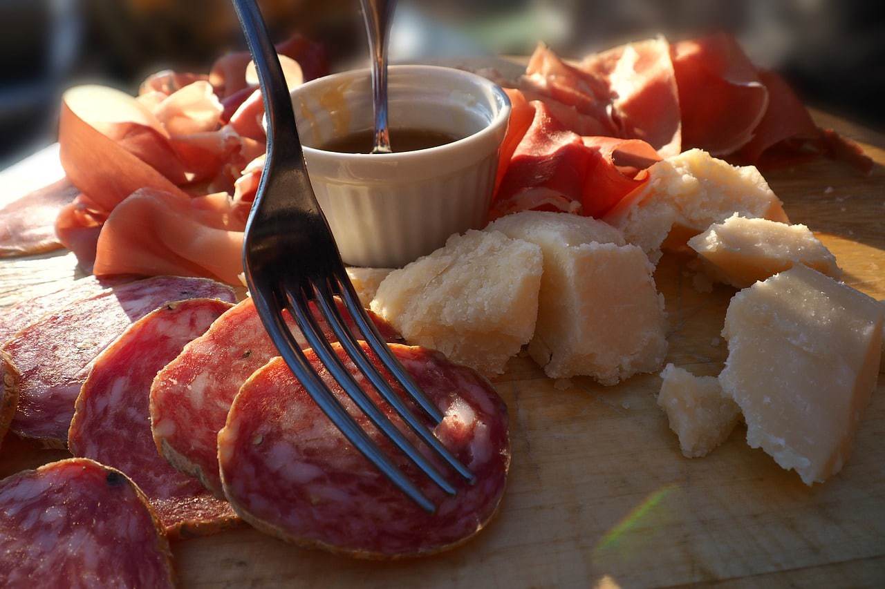 Salumi: Parma ham, Parmigiano cheese, sausages