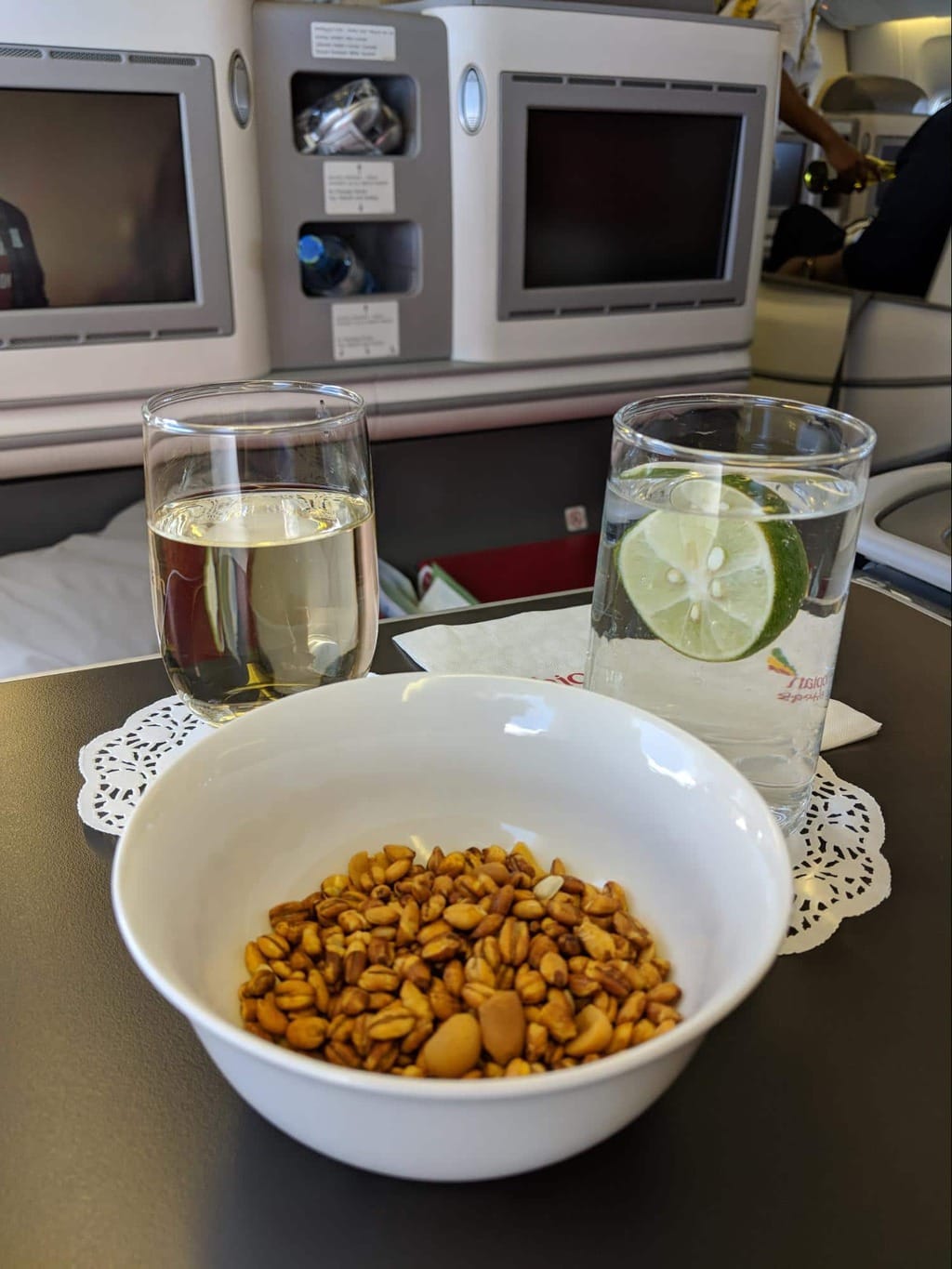 Snacks of kolo onboard Ethiopian Airlines Business Class