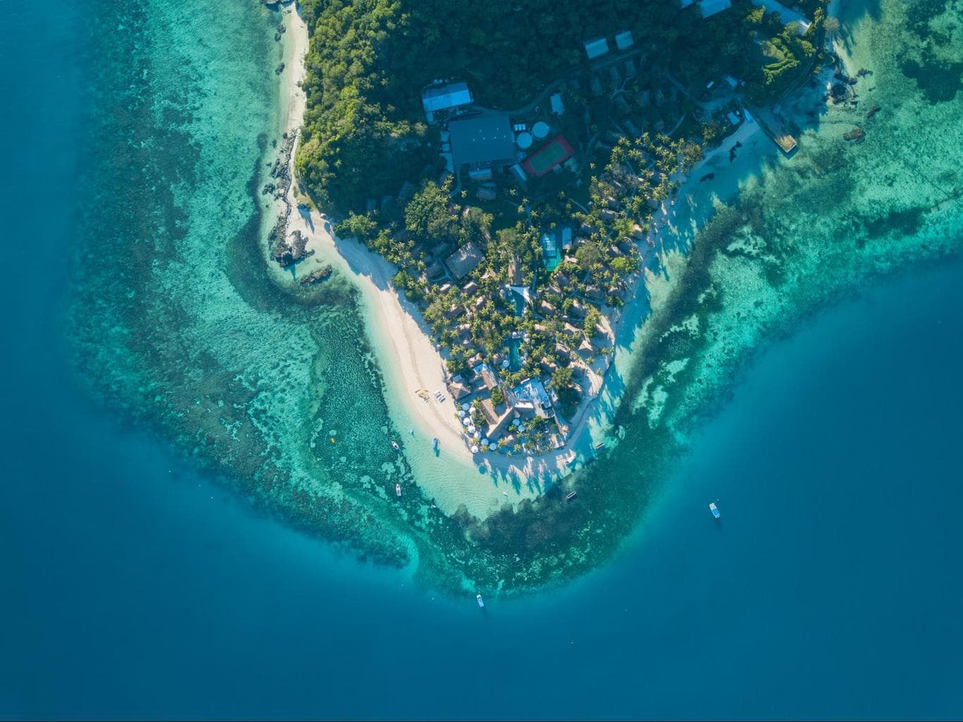 Castaway Island resort drone shot