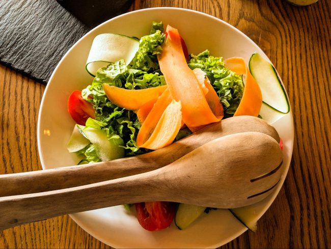 Homemade garden salad at Bisate Lodge