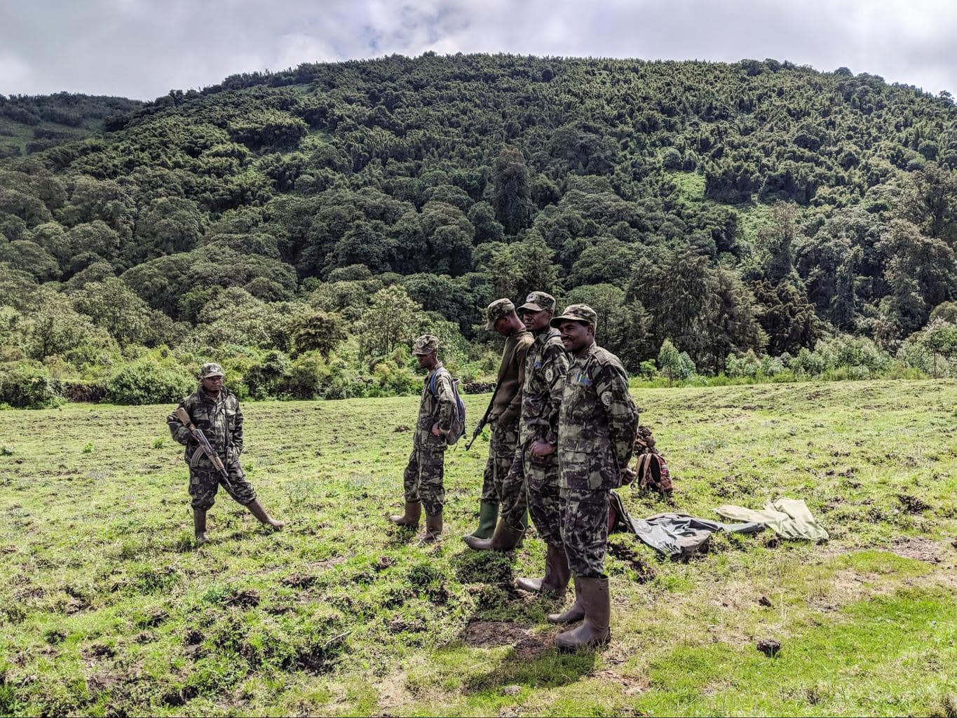 Park rangers and trackers ready to protect mountain gorillas