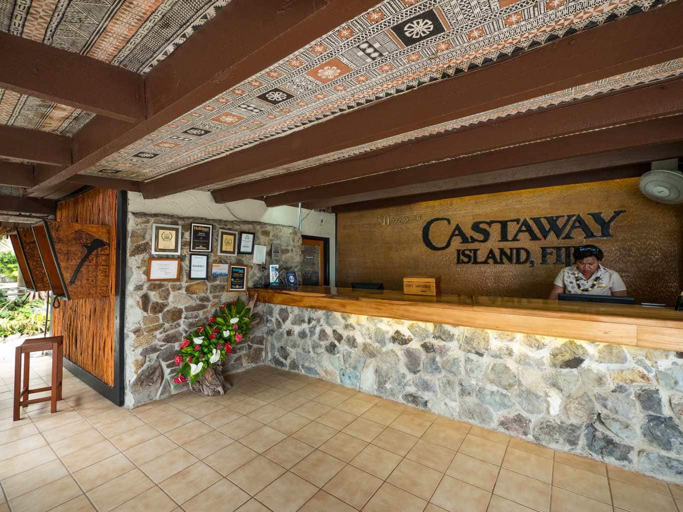 Reception area at the Castaway Island Resort