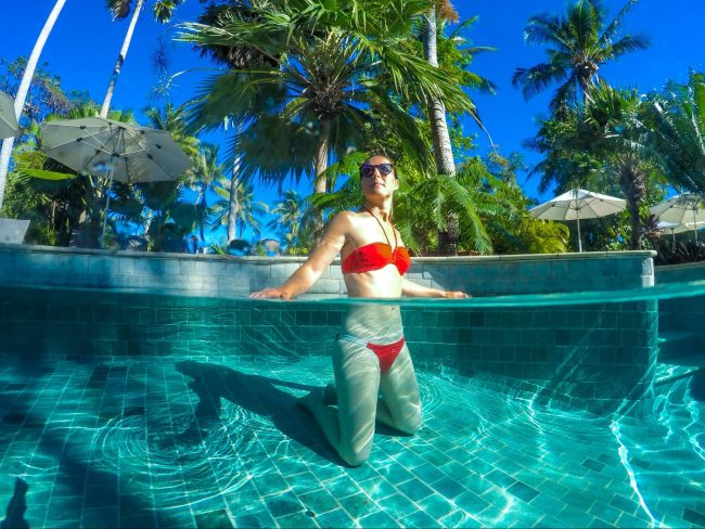 Swimming in the adults friendly pool at Castaway Island