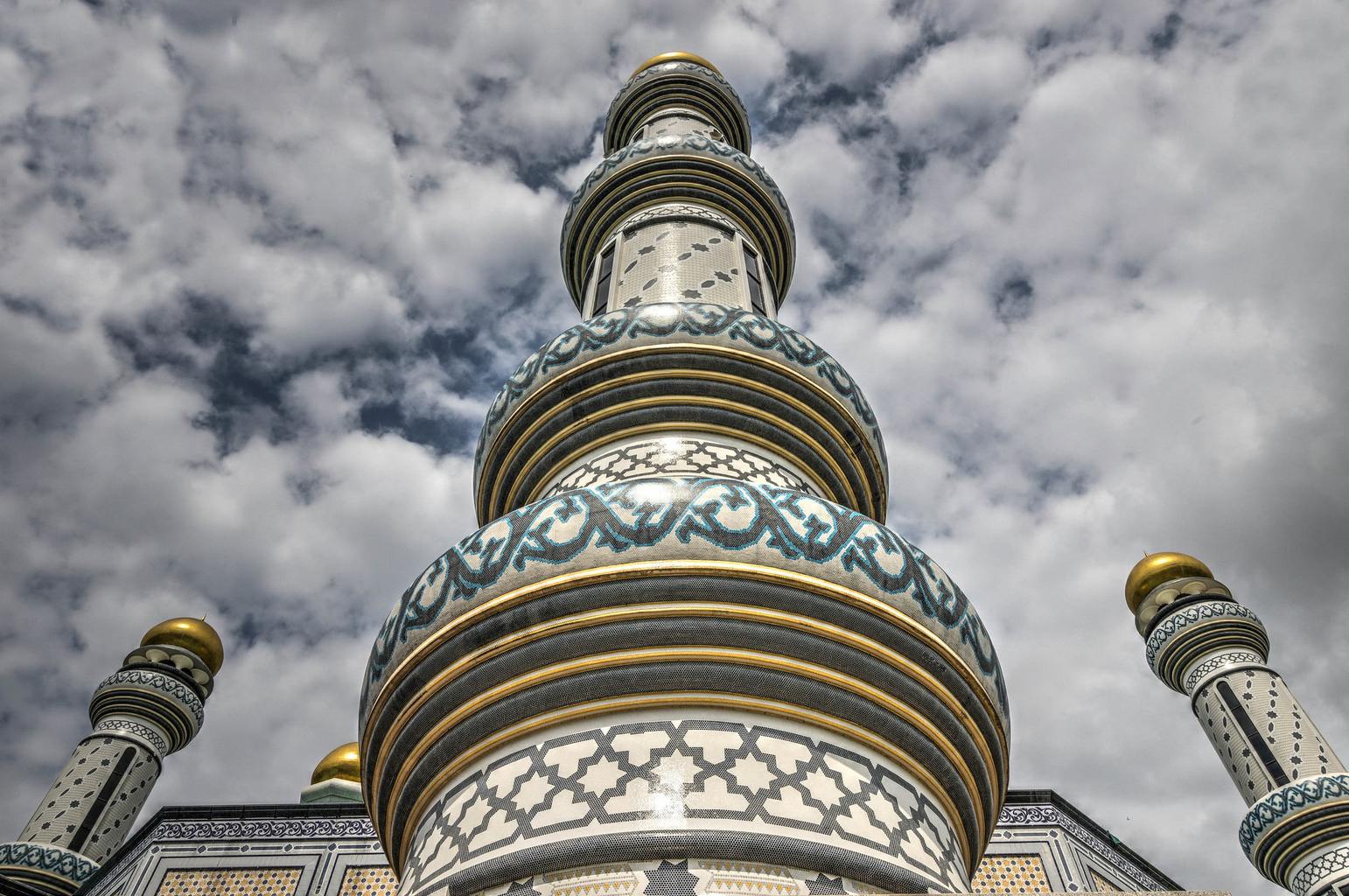 Gold domed minarets at Jame'Asr Hassanil Bolkiah Mosque