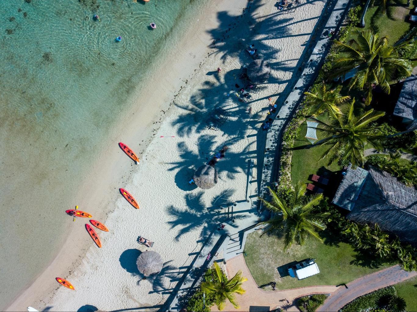 The beach area at Outrigger Fiji Beach Resort