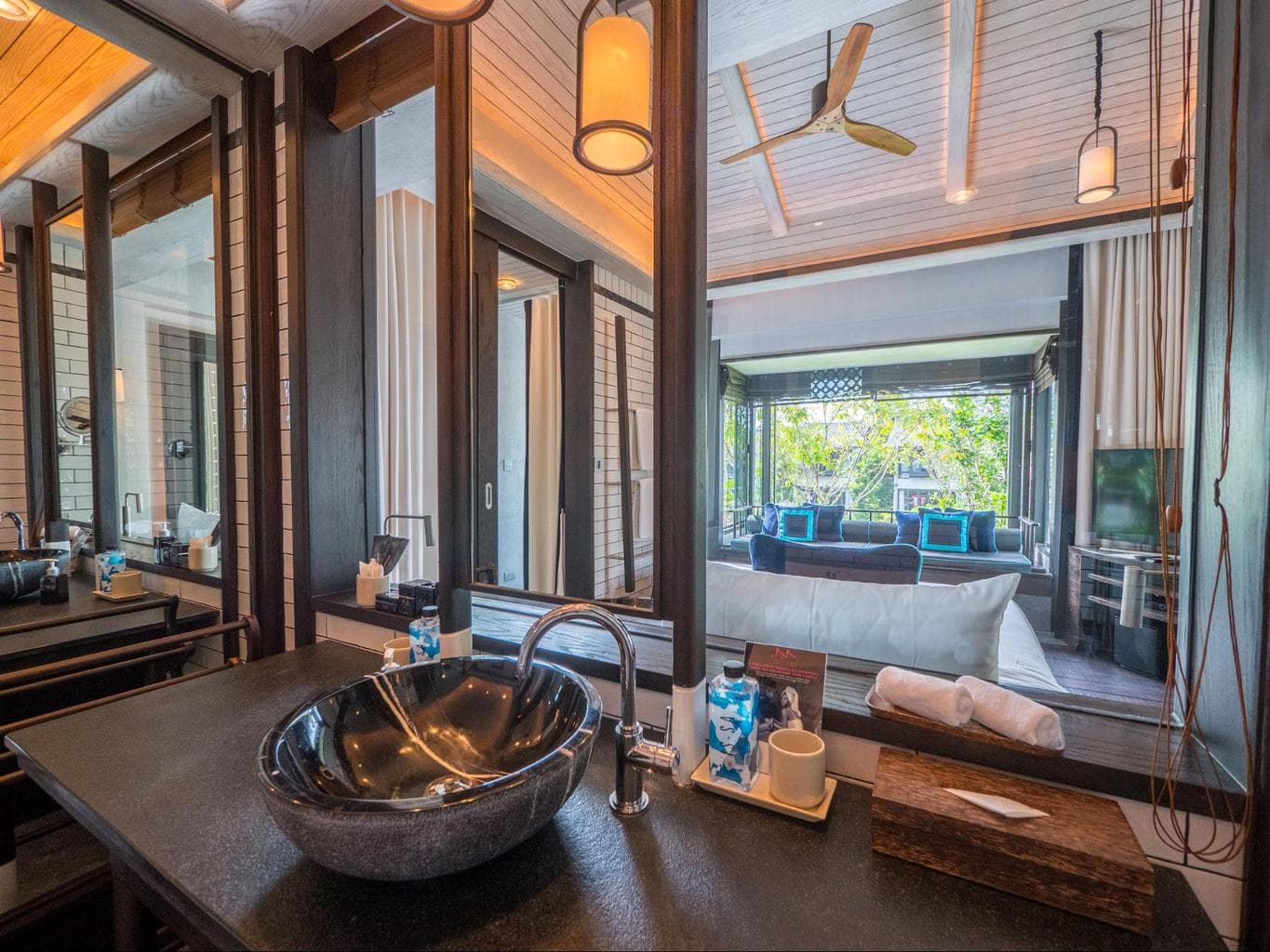 The view from the bathroom of the gabana at Baba Beach Club Phuket