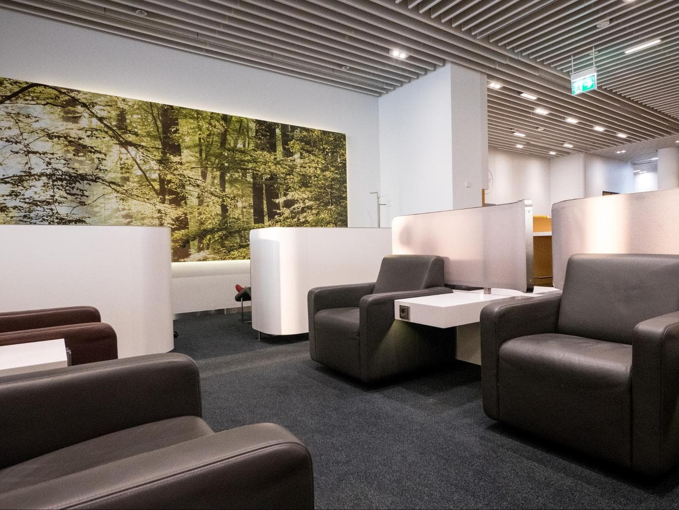Sofas and relaxation area in Lufthansa Business Class Lounge at Munich Airport
