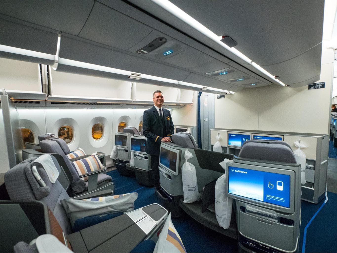 The Business Class cabin on the new Lufthansa A350