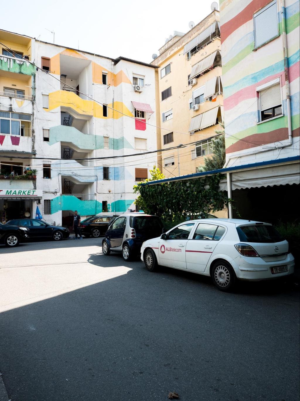 Colorful building facades of Tirana