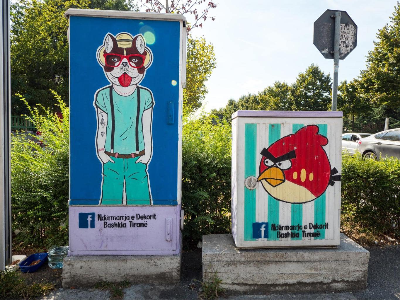 Electric box street art in Tirana