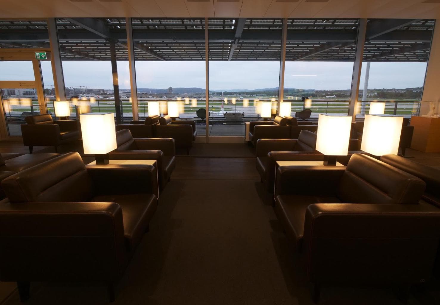 Sofa area in Swiss Business Class Lounge at Zurich airport