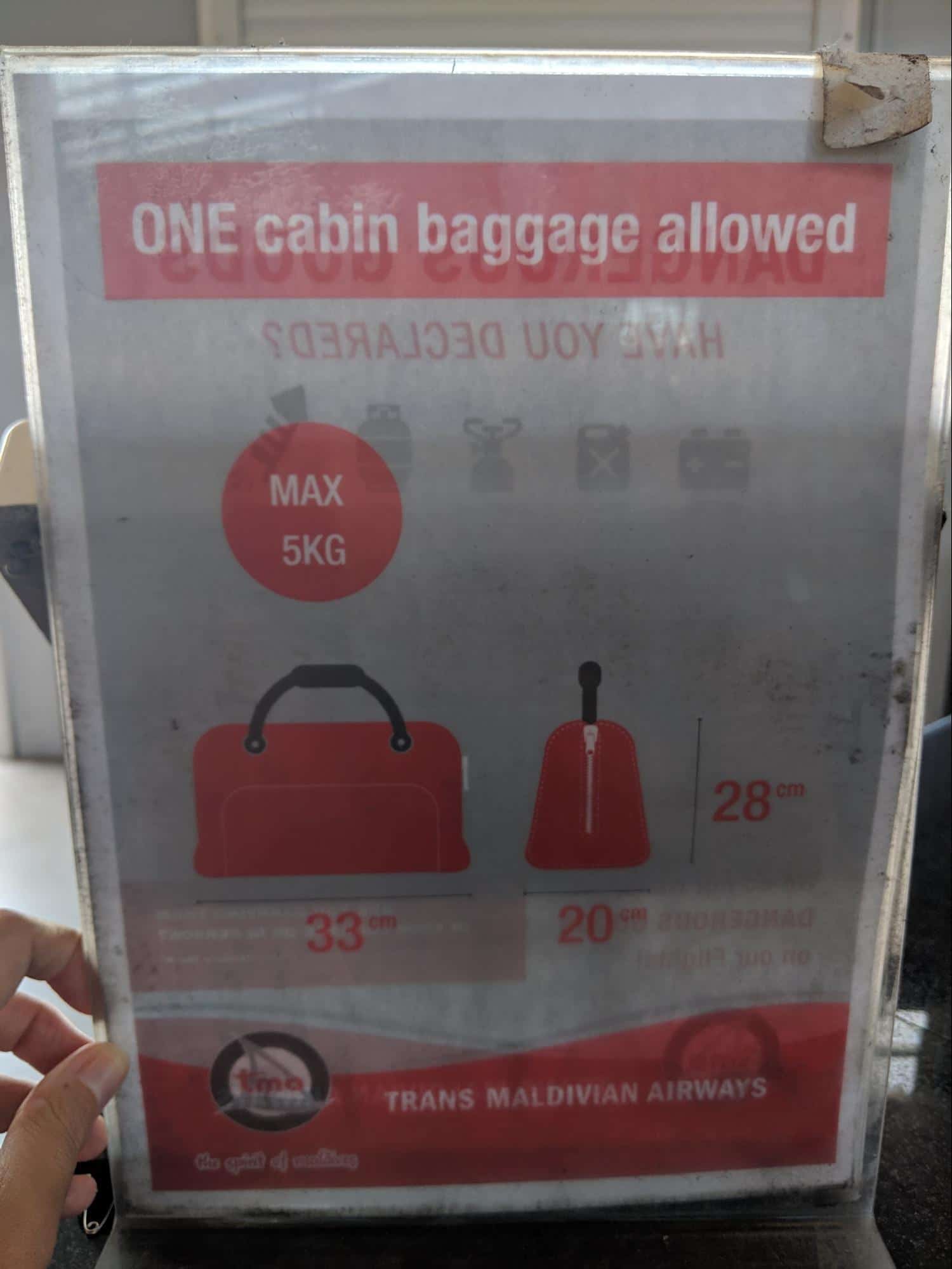 Cabin baggage allowance on a seaplane